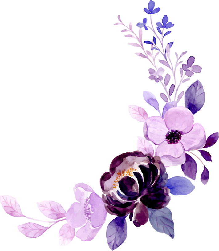 Purple Watercolor Flower Bouquet